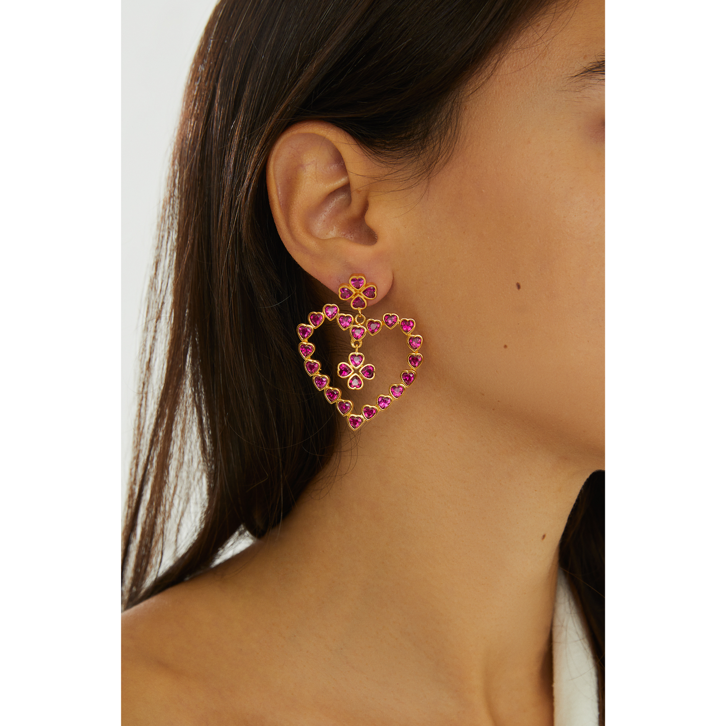 Mighty Heart Earrings - Vibrant Pink