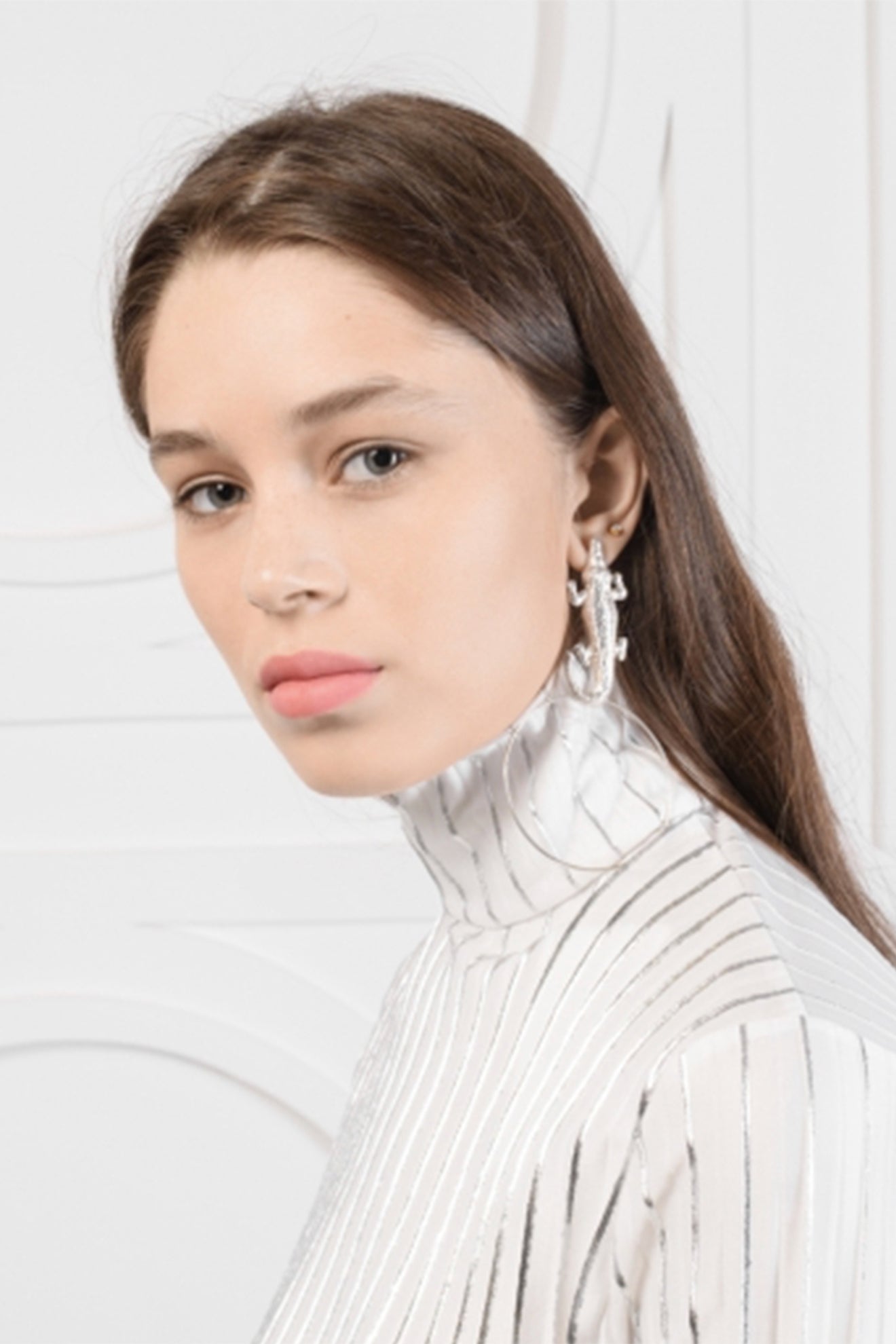 Silver Crocodile Earrings | Maison Orient