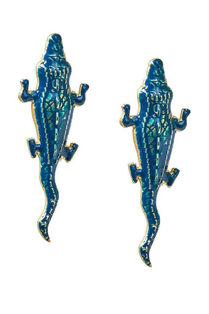 Blue Gold Crocodile Earrings | Maison Orient