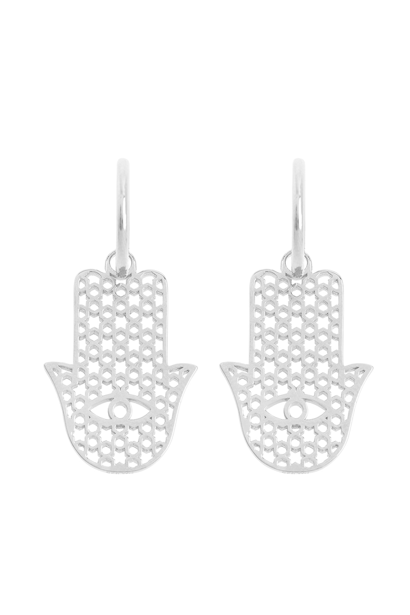 Pair Of Hamsa Earrings Silver | Maison Orient