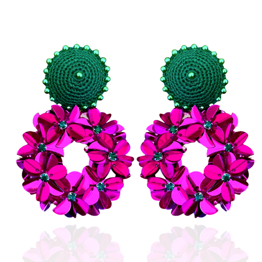 Petite Yasmine Hoops Fuchsia