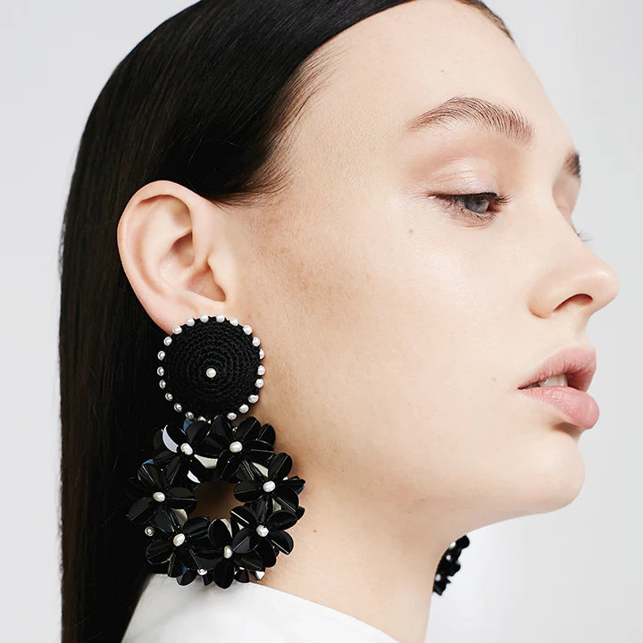 Petite Yasmine Hoops Black | Maison Orient