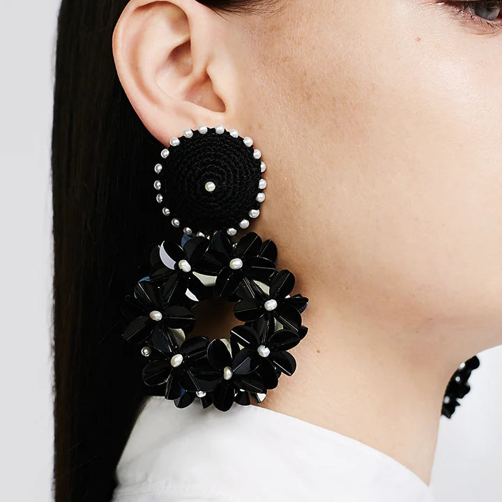 Petite Yasmine Hoops Black | Maison Orient