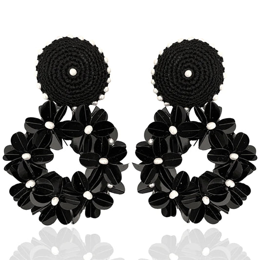 Petite Yasmine Hoops Black