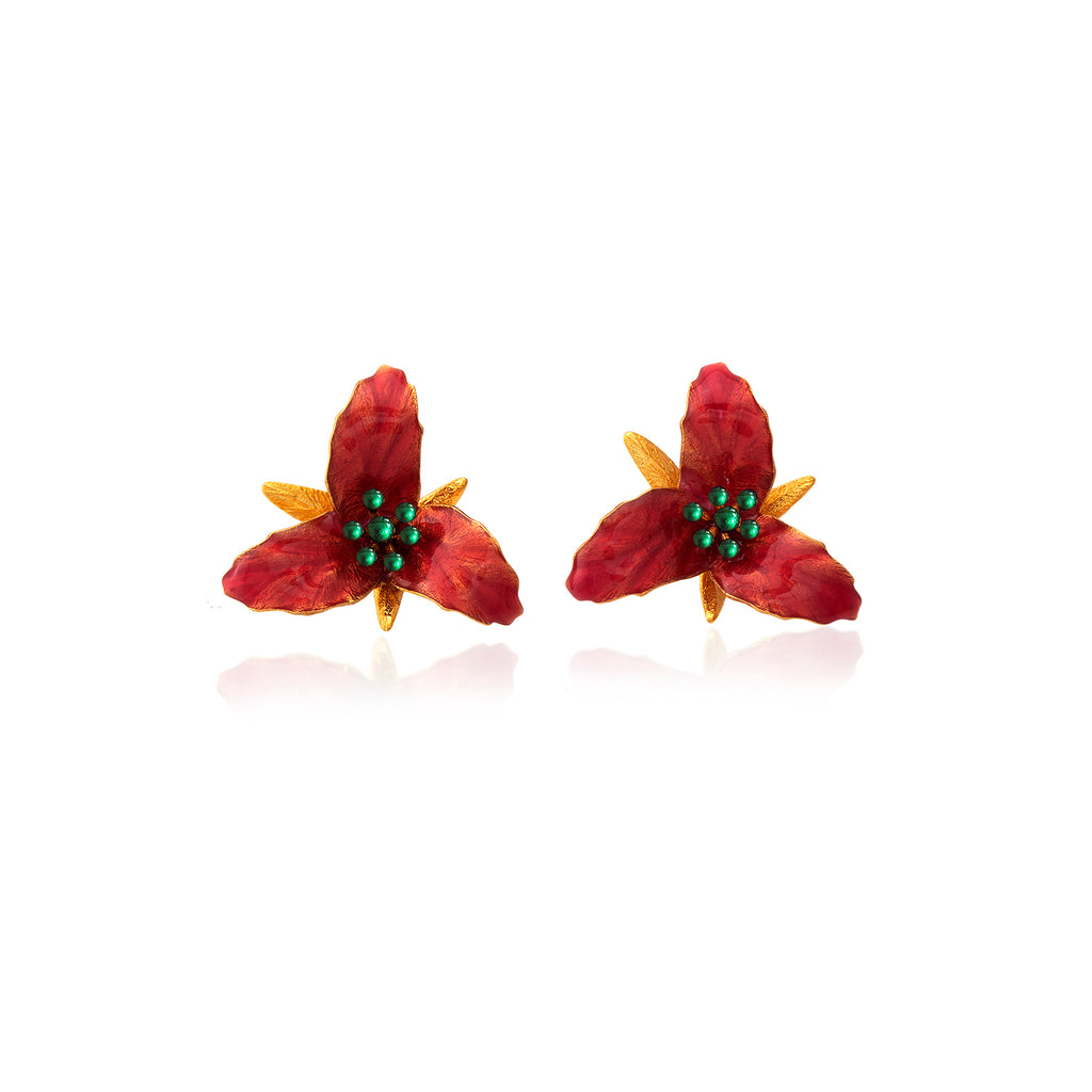 Red Lily Flower Earrings | Maison Orient