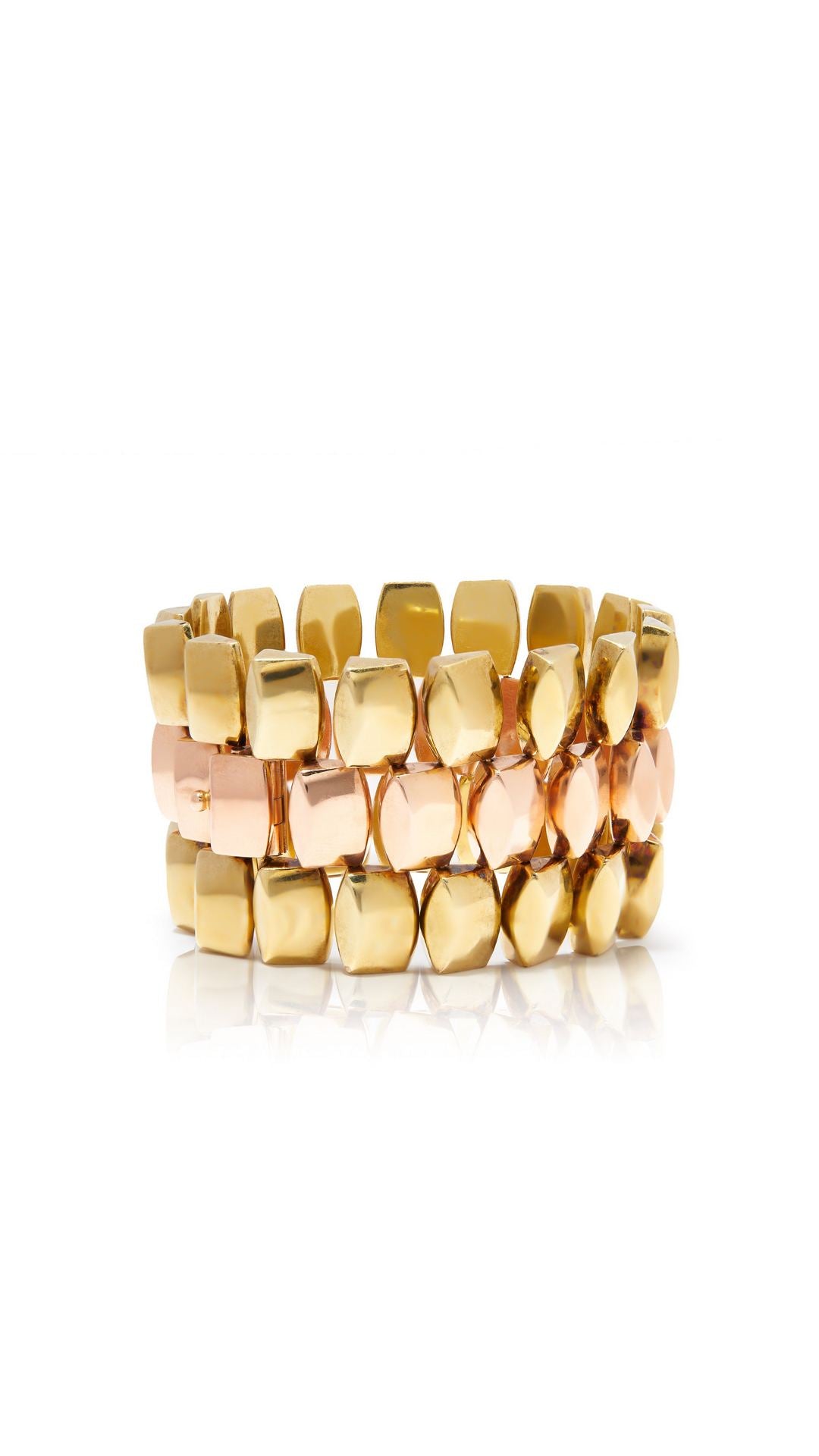 Retro Two-Tone Geometric Link Bracelet | Maison Orient