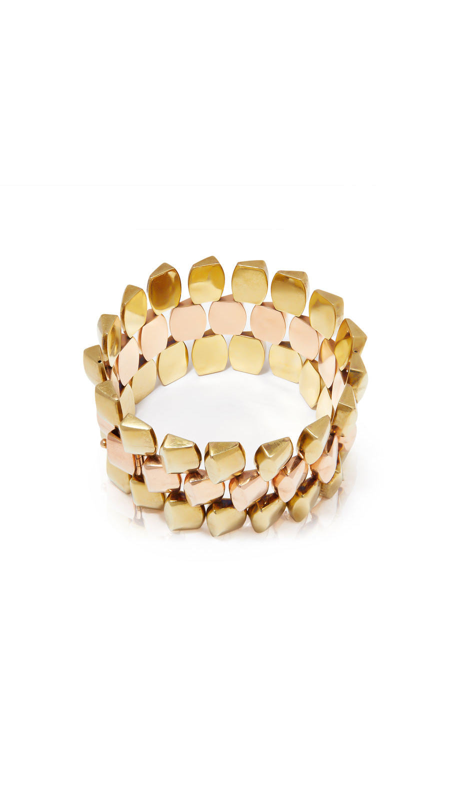 Retro Two-Tone Geometric Link Bracelet | Maison Orient