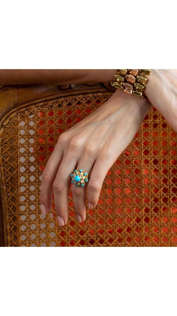 1970's Diamond and Turquoise Dress ring | Maison Orient