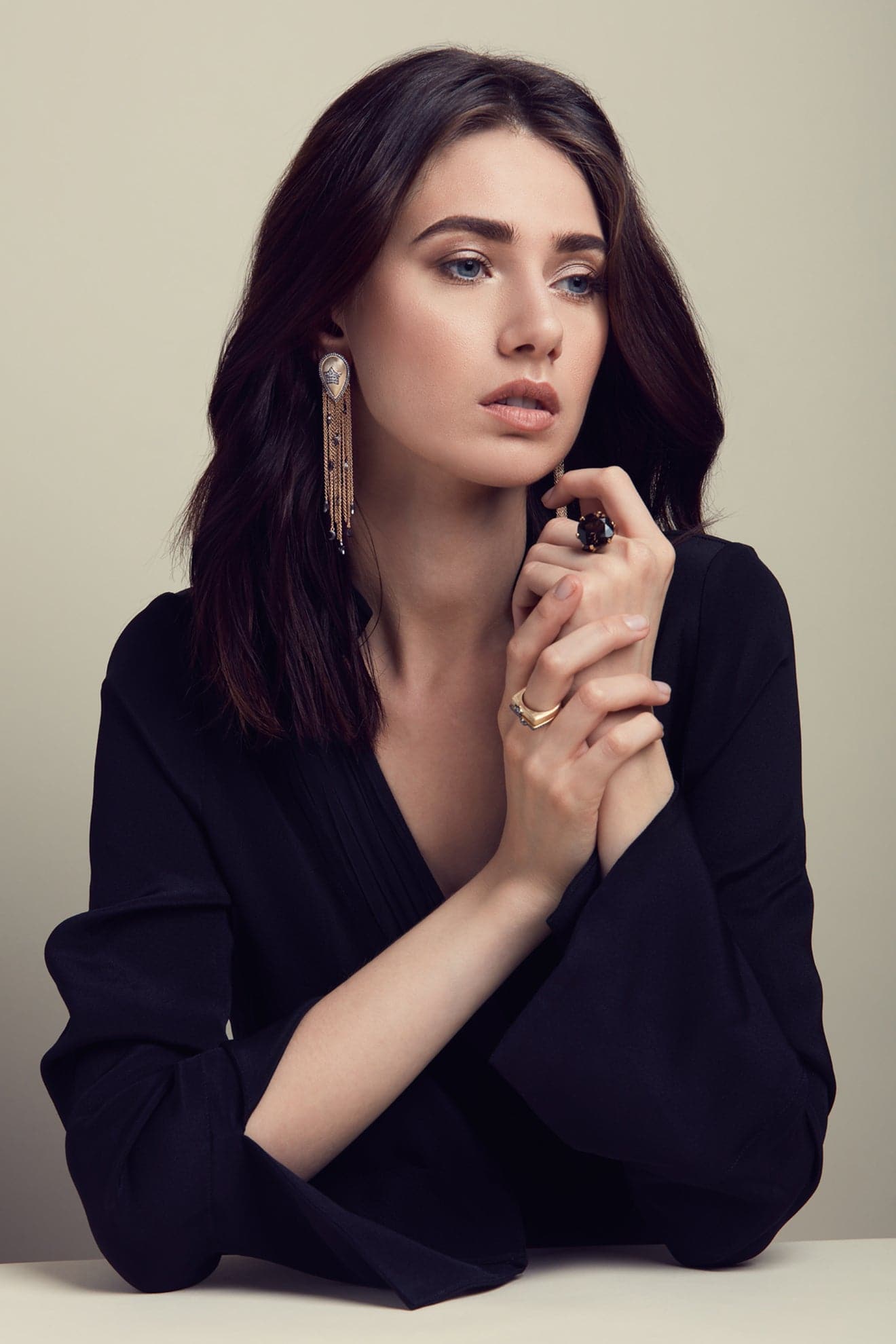 Ammanii Sa Mma Long Tassels Charms Earrings And Pave Star Vermeil Gold | Maison Orient