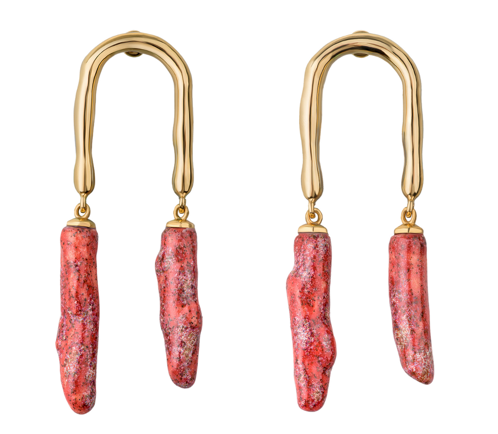 Horseshoe earrings with coral twigs | Maison Orient
