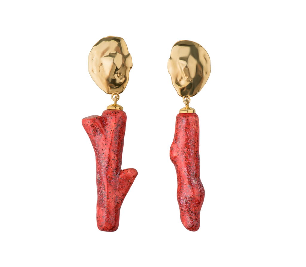 Lake earrings with coral twigs | Maison Orient