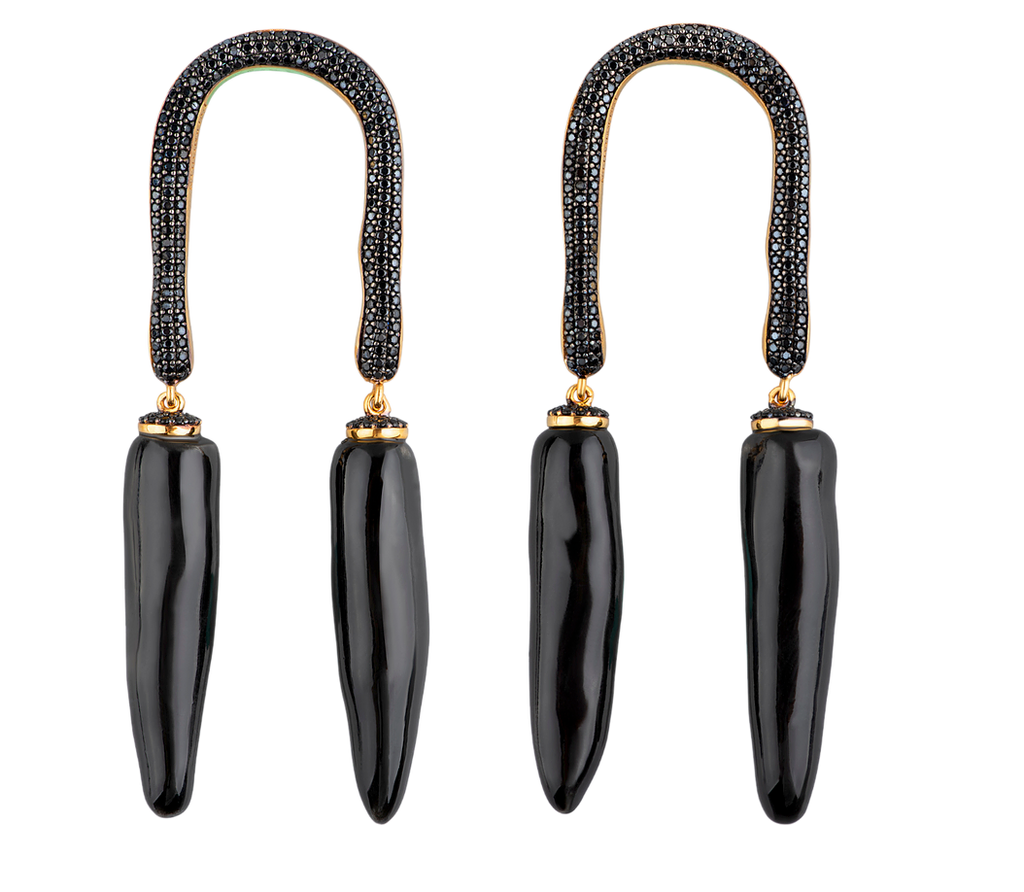 Alter horseshoe with twigs, onyx, black | Maison Orient