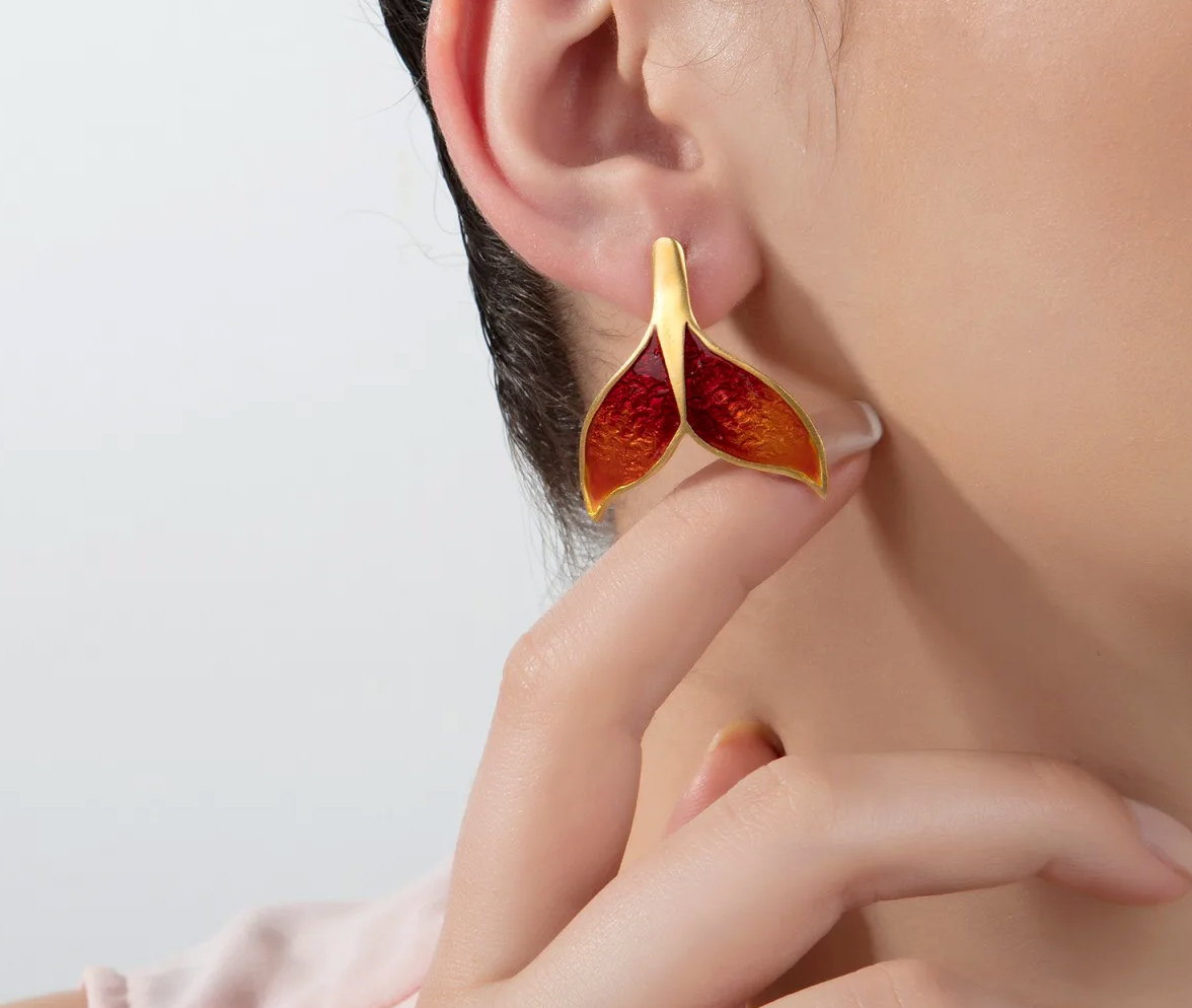 Milou Orange Ombre Whale Tail Earrings | Maison Orient