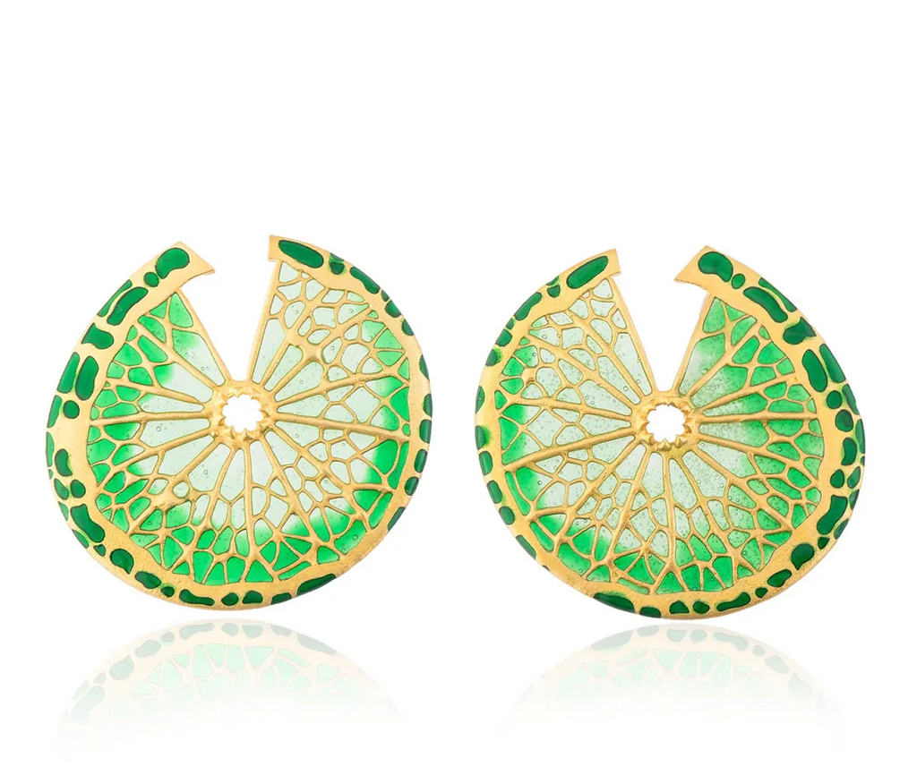 Milou Lemon Slice Earrings - Green | Maison Orient