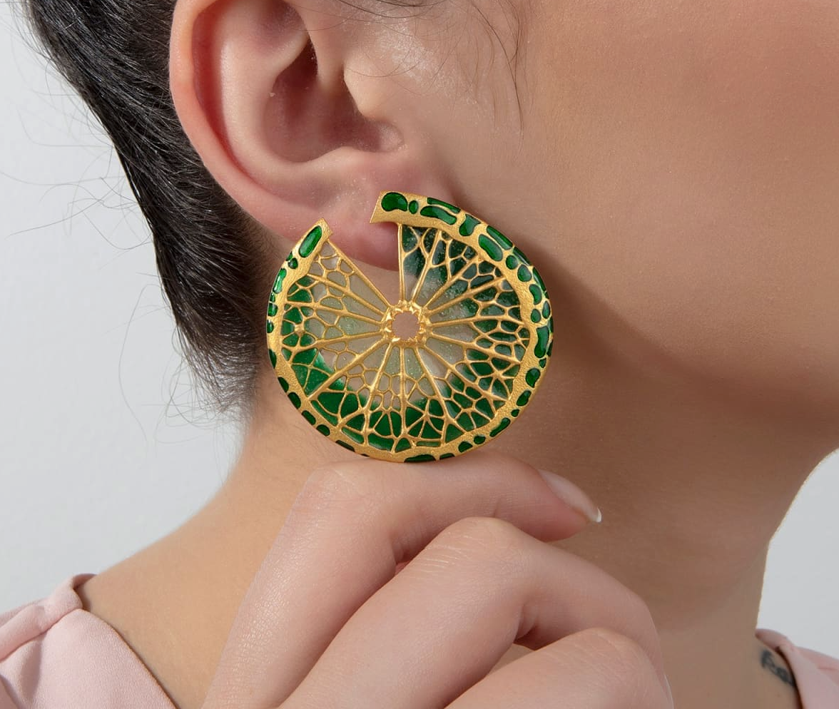 Milou Lemon Slice Earrings - Green | Maison Orient