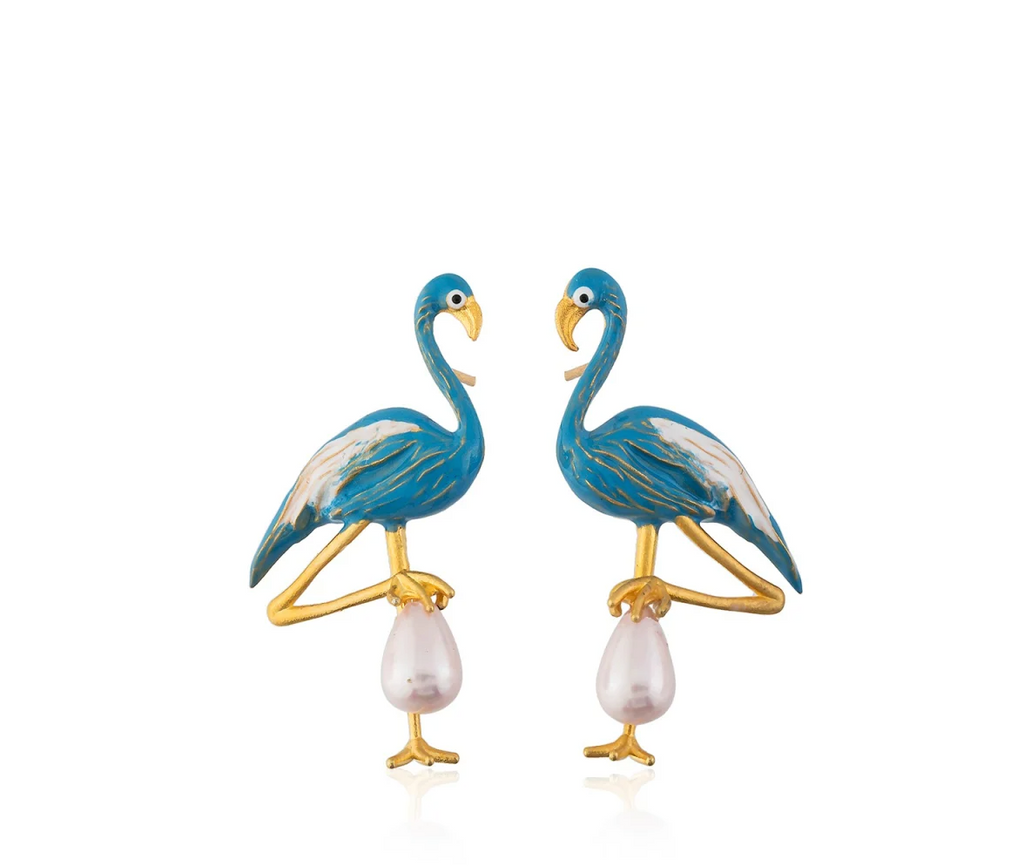 Milou Blue Flamingo Earrings | Maison Orient