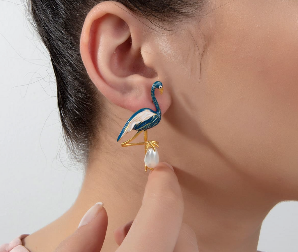 Milou Blue Flamingo Earrings | Maison Orient