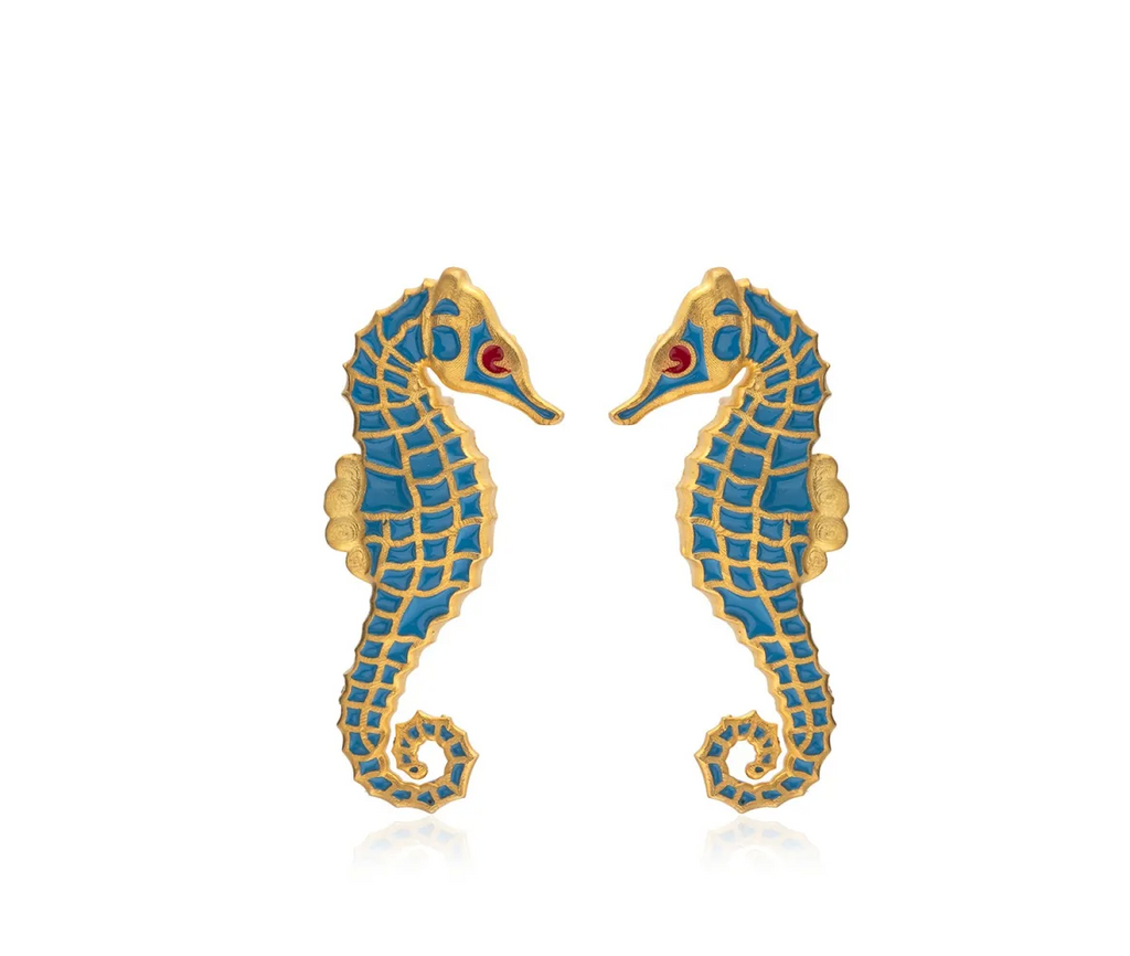 Milou Seahorse Earrings - Blue | Maison Orient