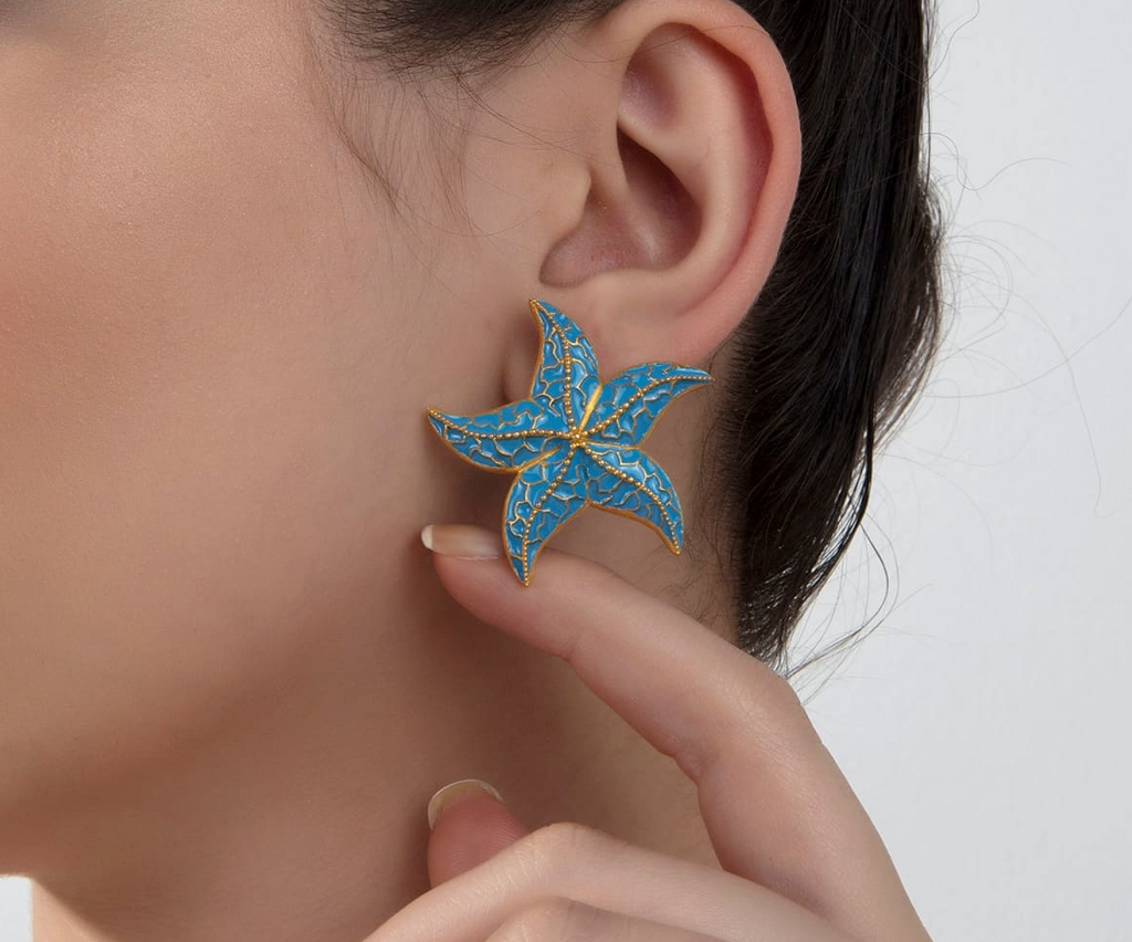 Milou Starfish Earrings - Blue | Maison Orient