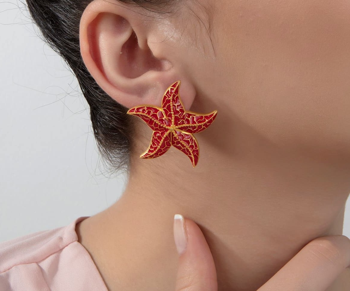 Milou Starfish Earrings - Red | Maison Orient