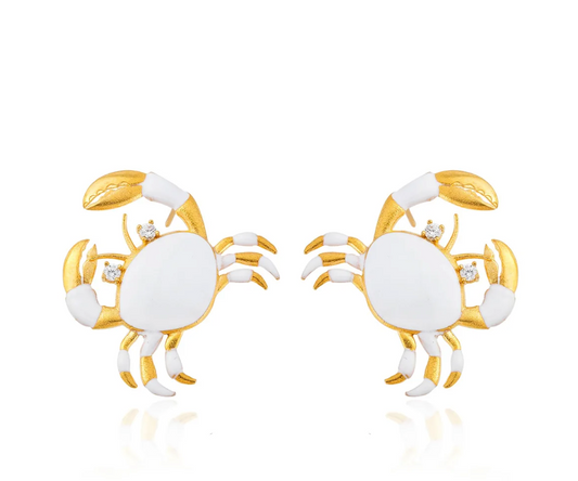 Milou Crab Earrings - White | Maison Orient