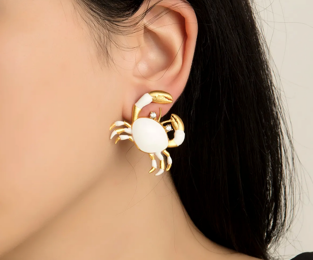 Milou Crab Earrings - White | Maison Orient