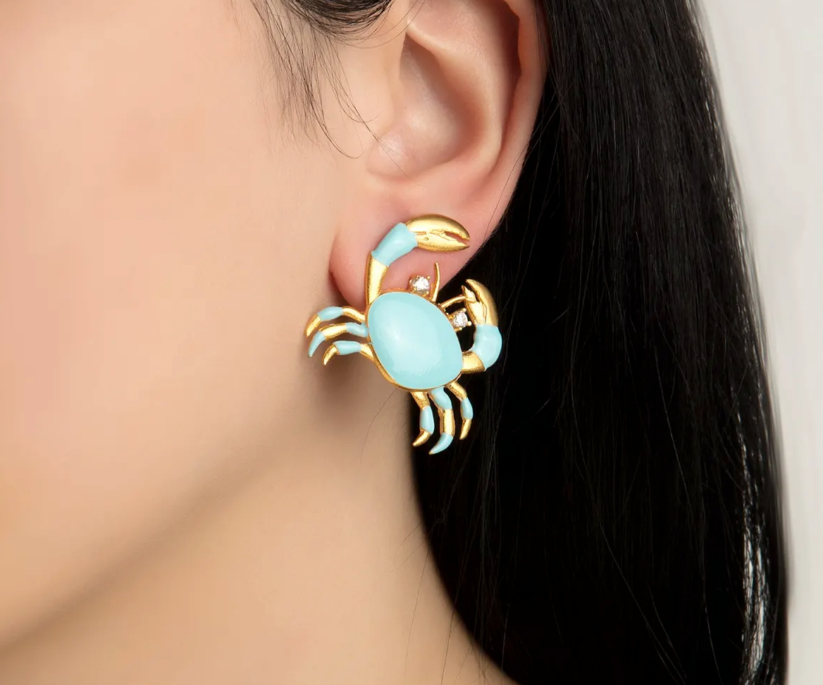 Milou Crab Earrings - Turquoise Blue | Maison Orient