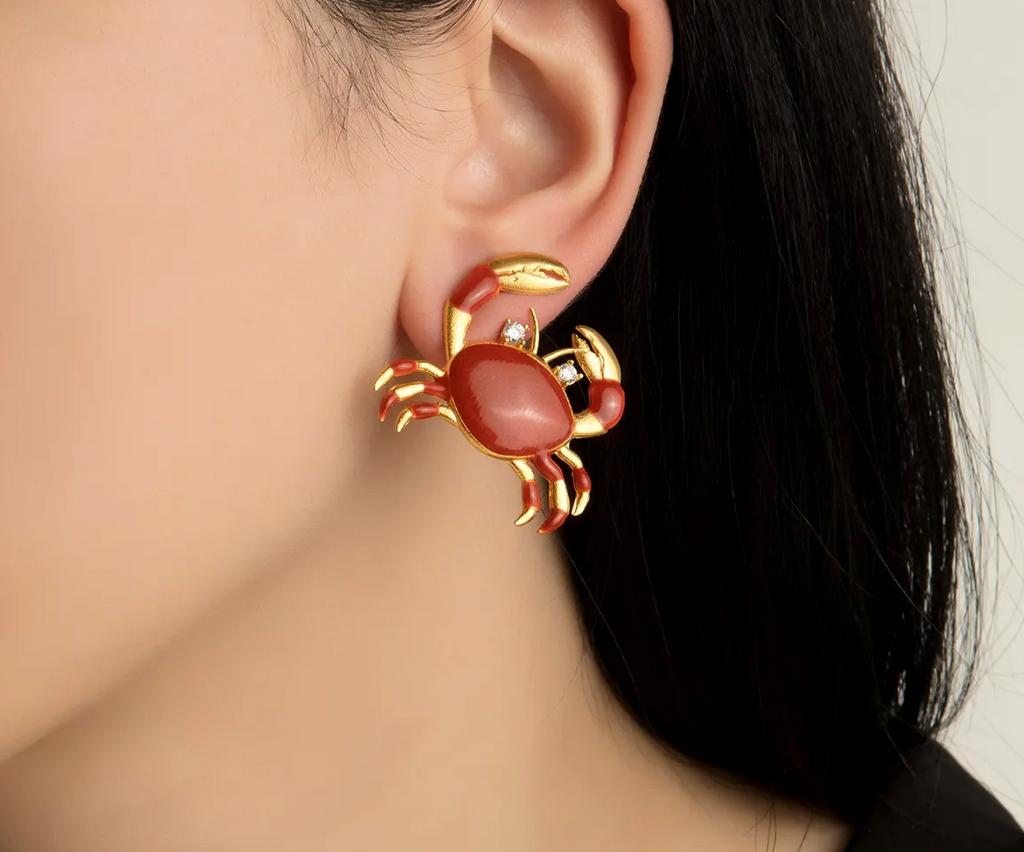 Milou Crab Earrings - Orange | Maison Orient