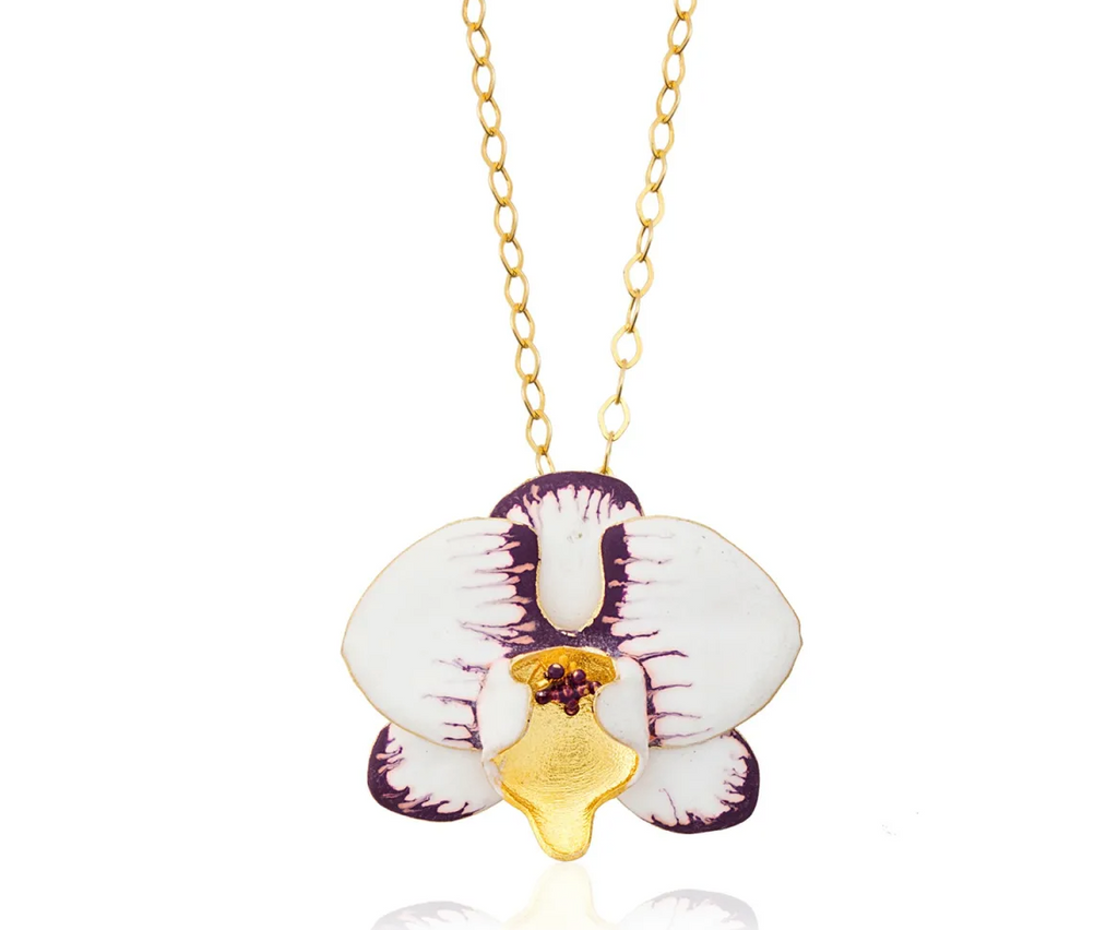 Milou White & Purple Orchid Flower Necklace | Maison Orient