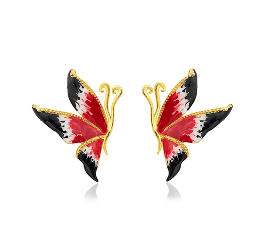 Milou Red Multicolor Butterfly Earrings | Maison Orient