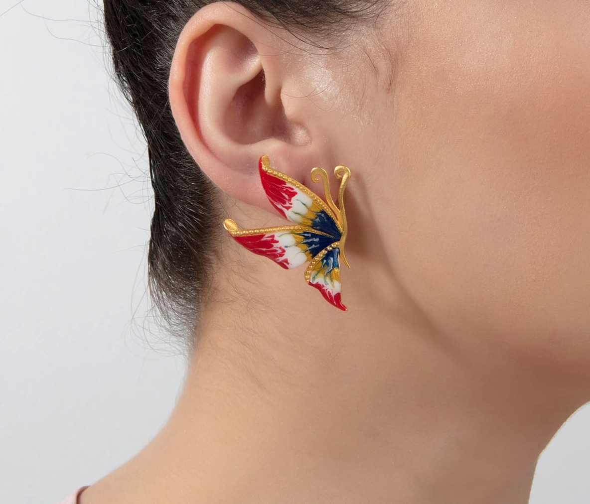 Milou Red Multicolor Butterfly Earrings | Maison Orient