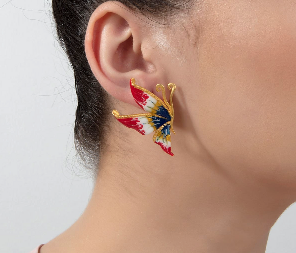 Milou Red Multicolor Butterfly Earrings | Maison Orient