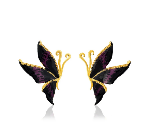 Milou Black & Purple Butterfly Earrings | Maison Orient