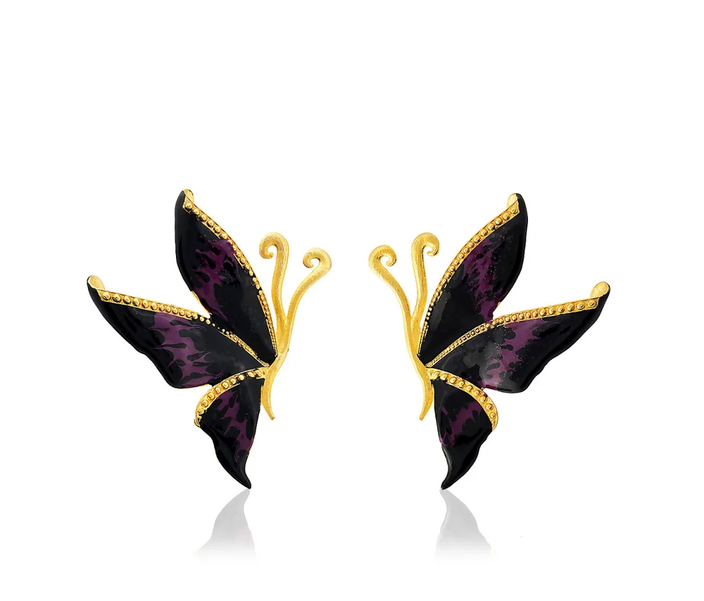 Milou Black & Purple Butterfly Earrings | Maison Orient