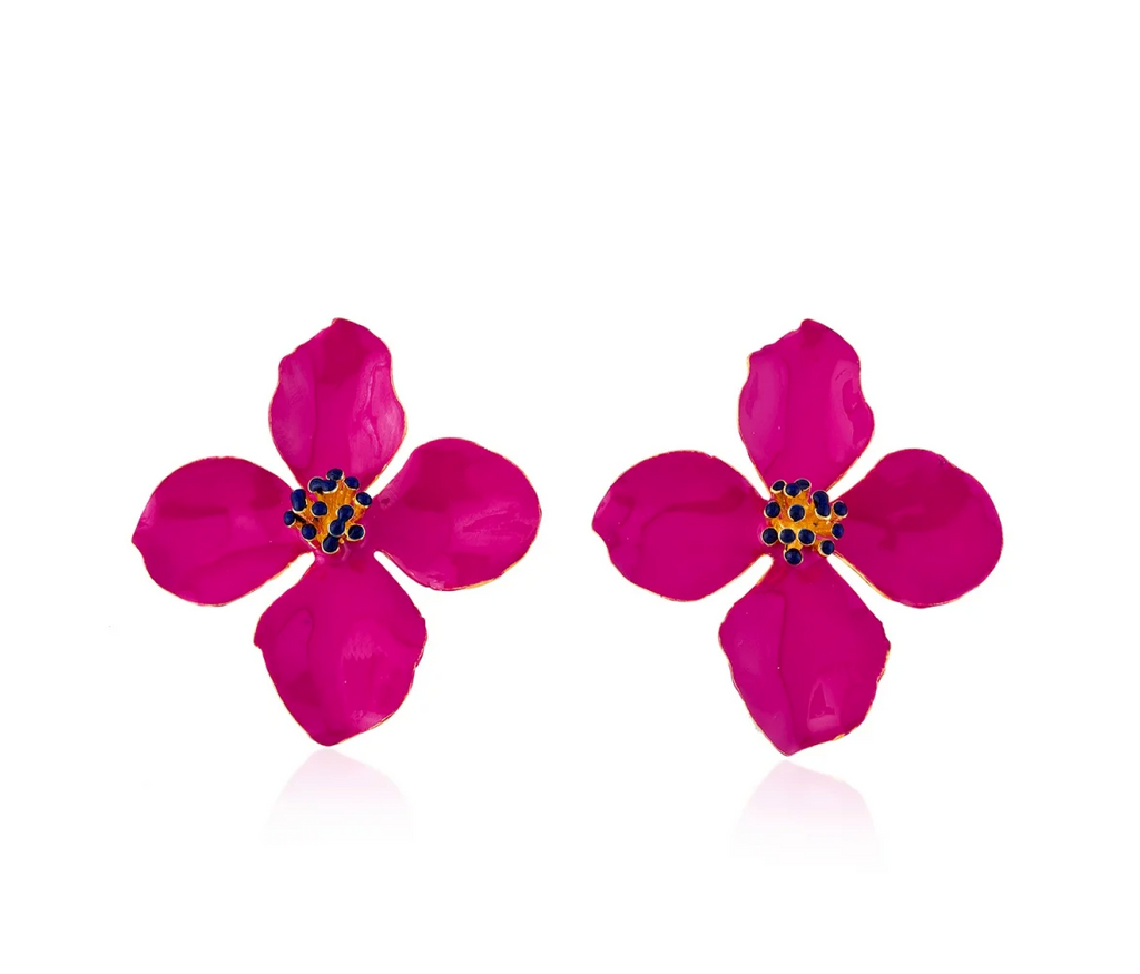 Milou Clover Flower Earrings - Raspberry | Maison Orient