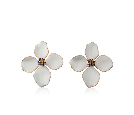 Milou White Clover Flower Earrings | Maison Orient