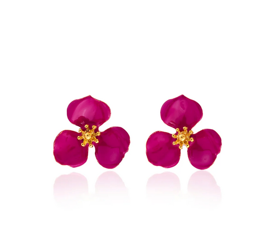 Milou Bloom Flower Earrings - Raspberry | Maison Orient