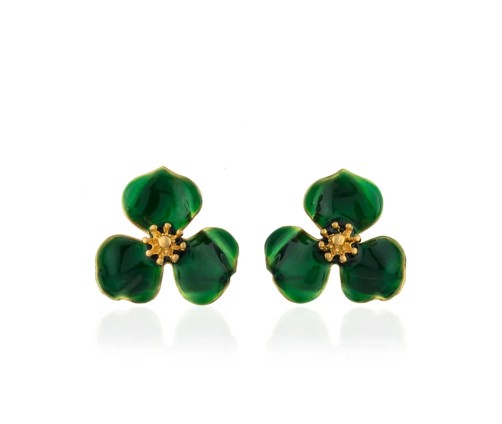 Milou Bloom Flower Earrings - Light Green | Maison Orient