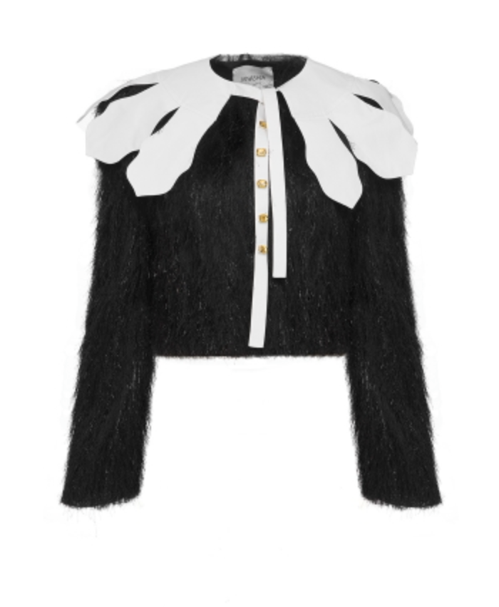 FRINGE JACKET WITH REMOVABLE AND DETACHABLE OVERSIZED COLLAR | Maison Orient