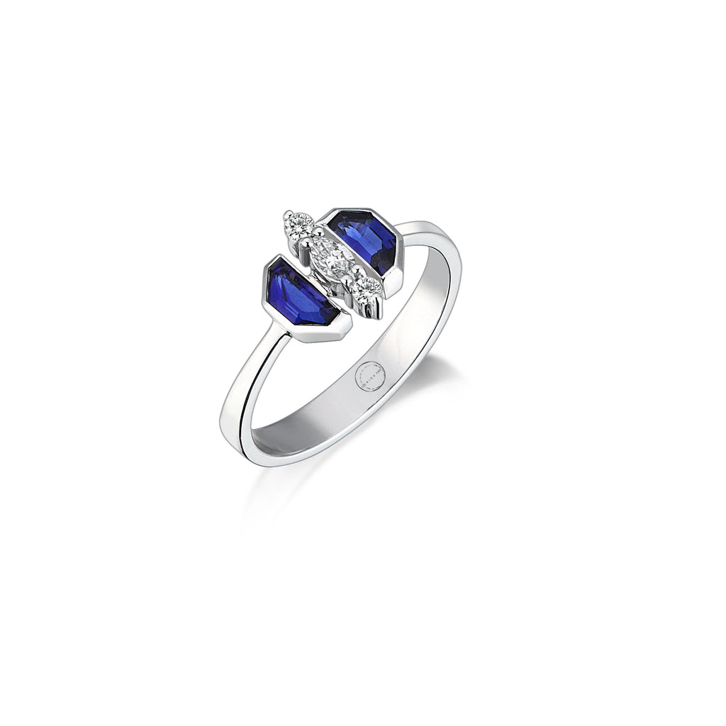 Series Galaxy Sapphire Half Moon Ring | Maison Orient