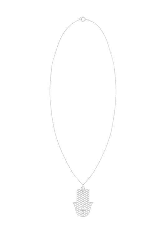 Silver Hamsa Pendant With Chain | Maison Orient