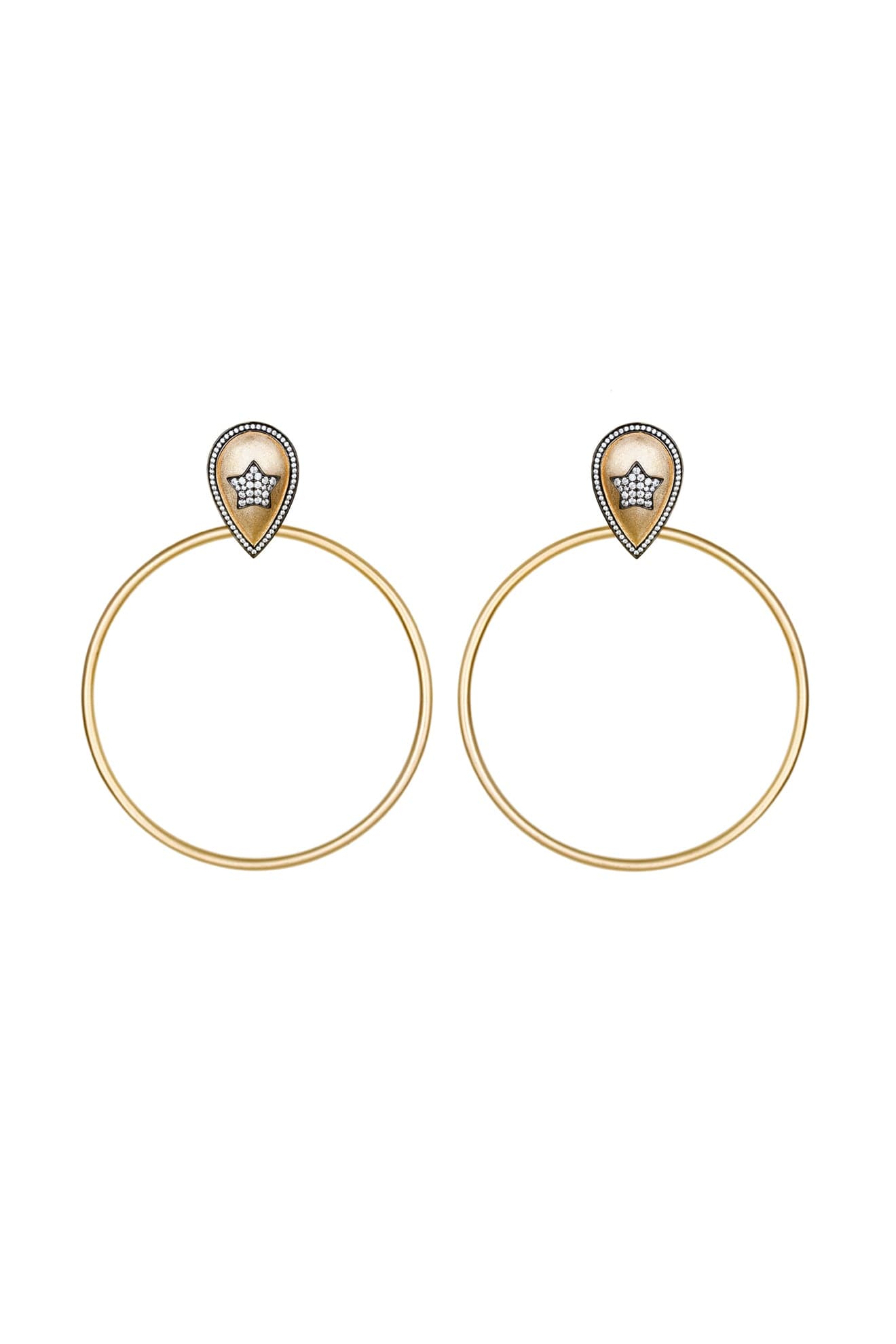 Ammanii The Dazzling Pave Star Large Hoop Earrings Vermeil Gold | Maison Orient