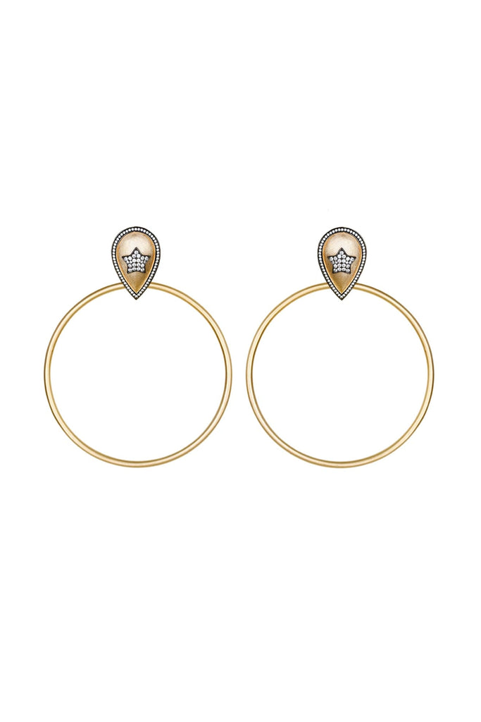 Ammanii The Dazzling Pave Star Large Hoop Earrings Vermeil Gold | Maison Orient