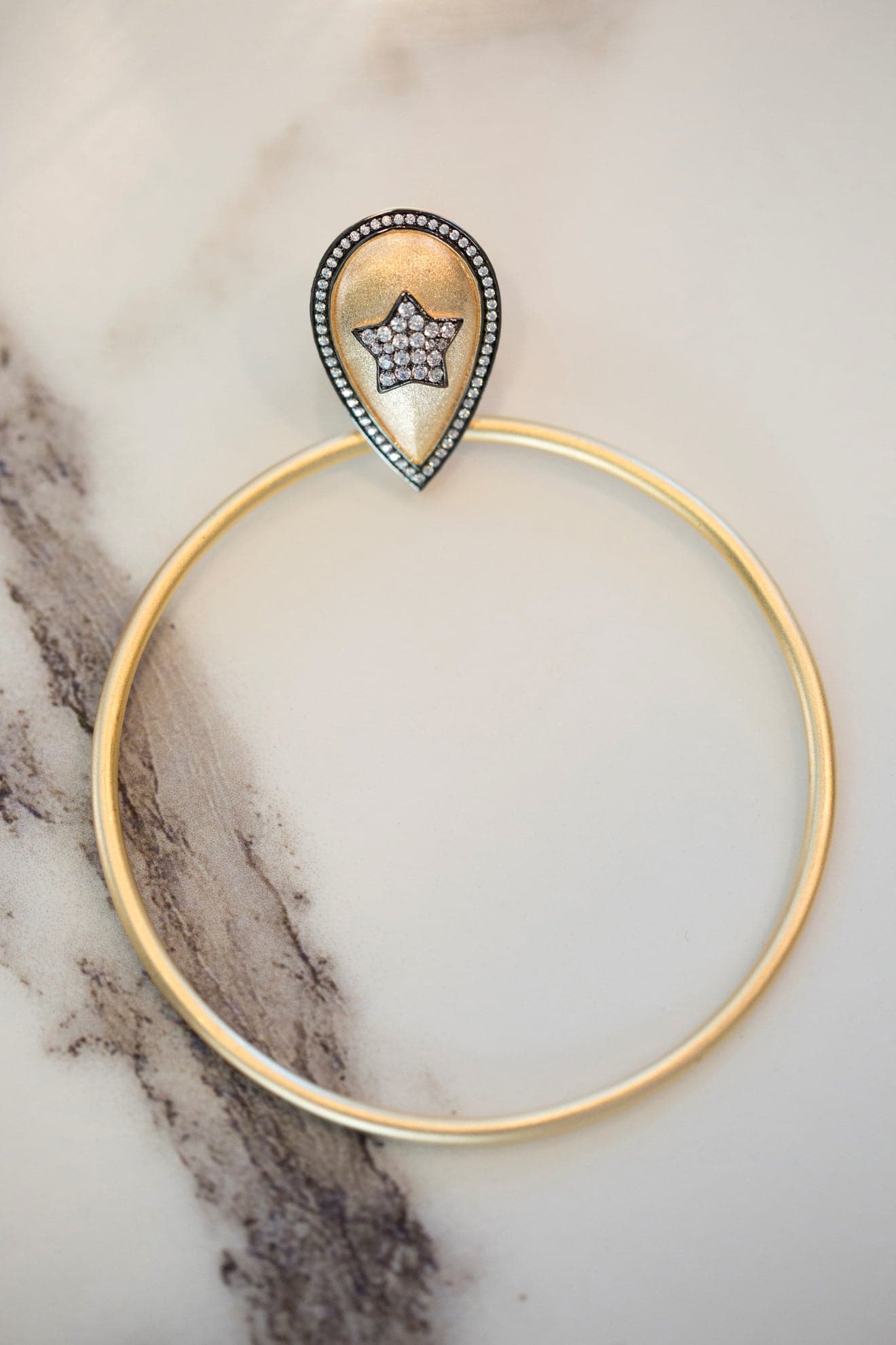 Ammanii The Dazzling Pave Star Large Hoop Earrings Vermeil Gold | Maison Orient
