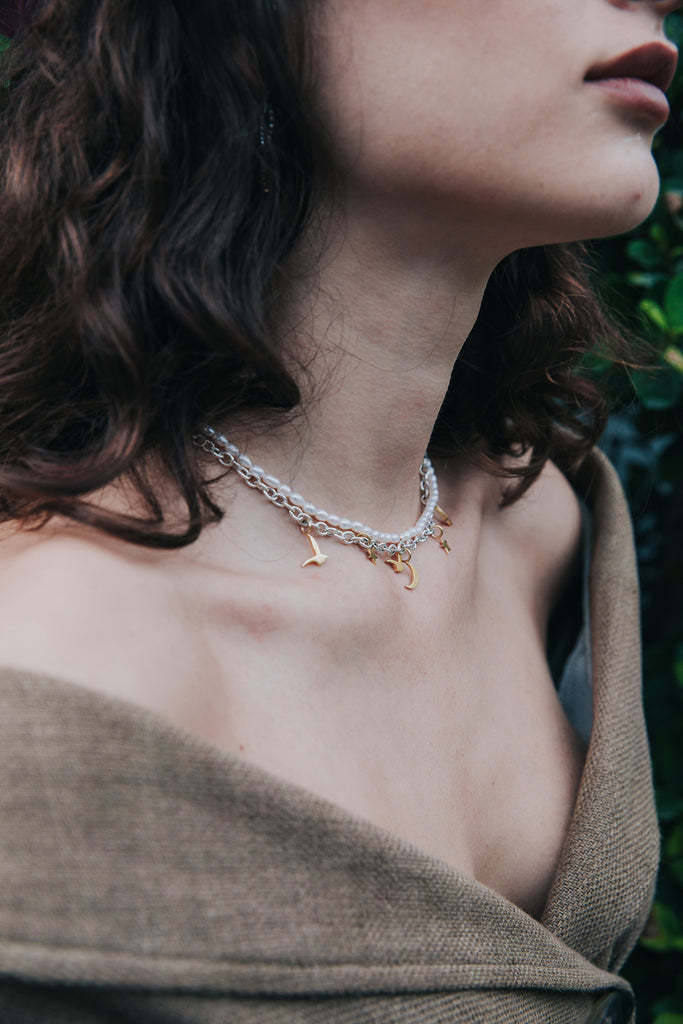 The Infinite Light Charm Necklace In 9 K White And Yellow Gold