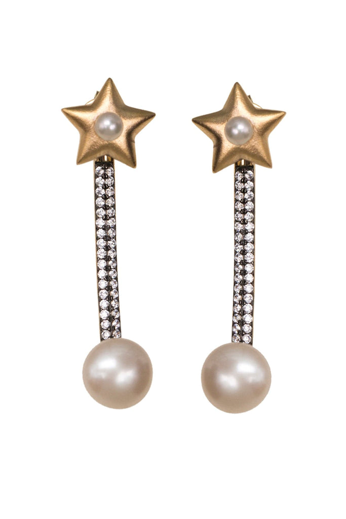 Ammanii The Pearl And The Star Jacket Earrings Vermeil Gold | Maison Orient