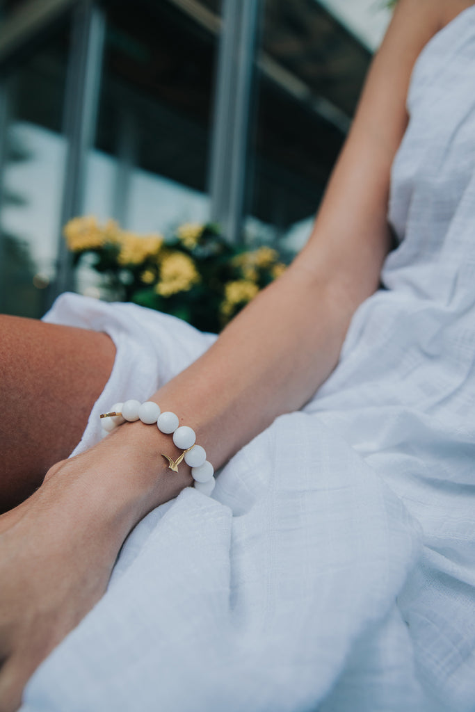 The White Charm Bracelet White Stones In 9 K Yellow Gold