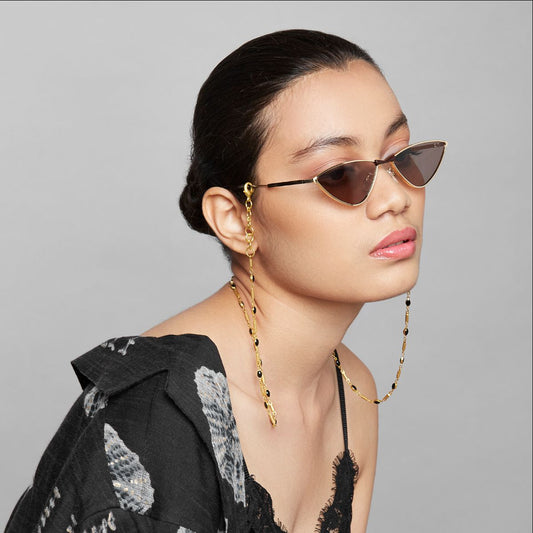 Black Gold Sunglass Chain in Black / Gold | Maison Orient