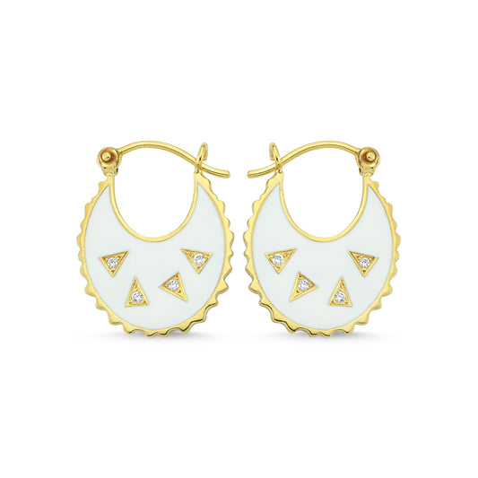 White Sun Disc Earrings | Maison Orient