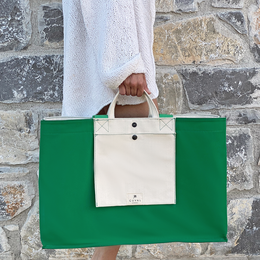 No. 206 Xxlarge Tote Avocado (Reversible) | Maison Orient